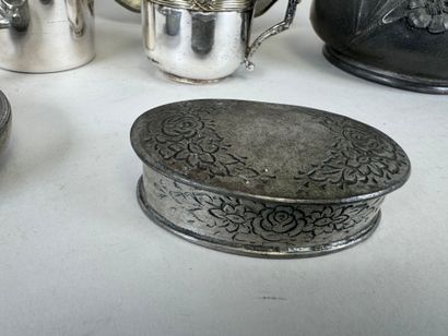 Pewter and silver-plated lot including vase,...