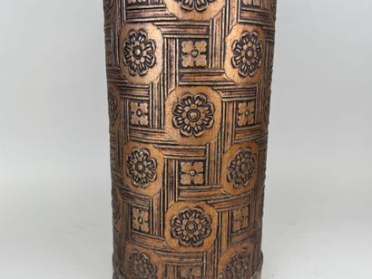 Embossed metal umbrella stand decorated with...