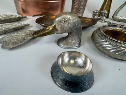 A large copper, brass and silver-plated lot...