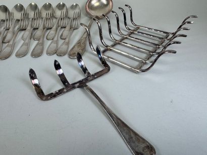 Silver-plated metal service set, foliate...
