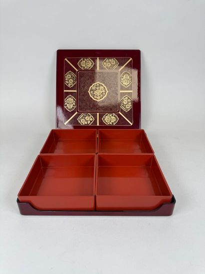 ASIA, 20th century.
Square lacquer box with...