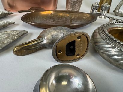 A large copper, brass and silver-plated lot...
