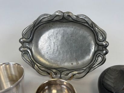 Pewter and silver-plated lot including vase,...