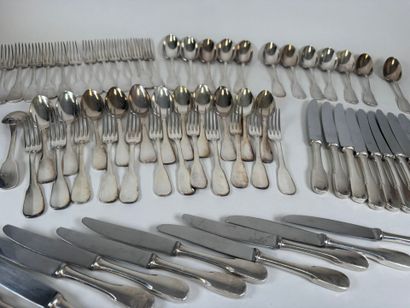 ERCUIS.
Important set of silver-plated flatware...