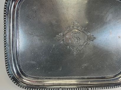 Large rectangular silver-plated tray decorated...