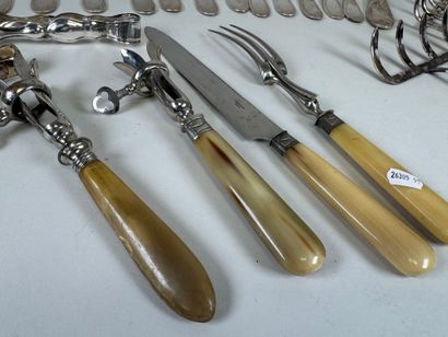 Silver-plated metal service set, foliate...