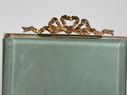 Large photo frame in beveled glass and chased...