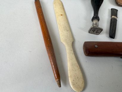 Small set of display items including: antique...