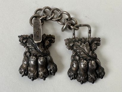 Silver-plated cape buckle with lion claw...