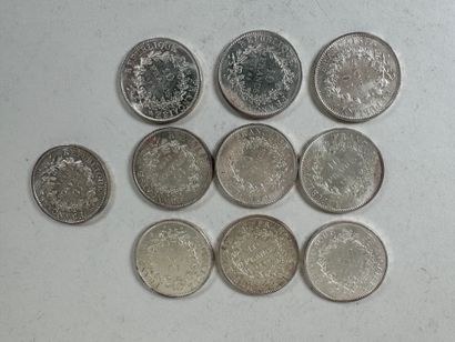 Lot of 10 silver coins of 10 Francs Hercules.
Weight...