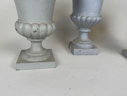 Paire de petits vases de jardin en fonte...