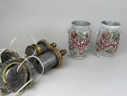 Pair of vases with small handles, decorated...