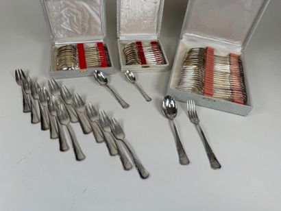 Part of a silver-plated menagère, net pattern,...