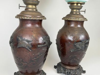 JAPAN, early 20th c. Pair of patinated regula...
