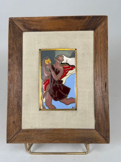 School, 20th century. Rectangular brass plate...
