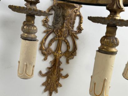 Pair of gilt bronze and chased five-light...