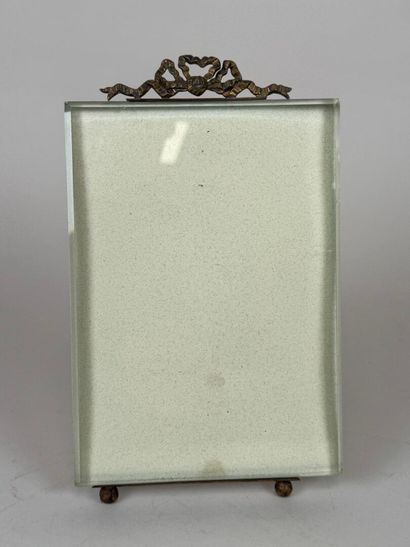 Beveled glass and brass picture frame with...