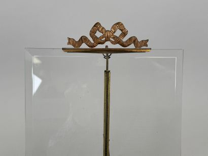 Large beveled glass and brass picture frame...