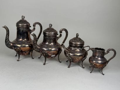 Silver-plated coffee and tea service with...