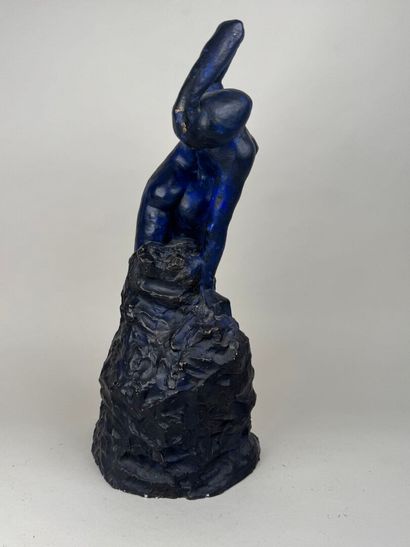 École XXe.
Femme nue au rocher.
Grand sujet...