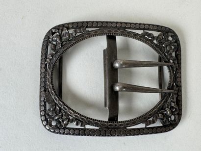 Rectangular openwork silver or silver-plated...