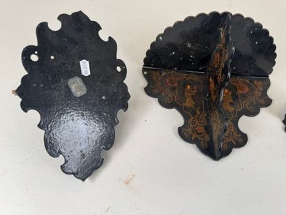 Three small wall shelves in papier-mâché...