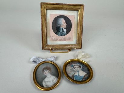 École, XIXe.
Trois miniatures rehaussées...