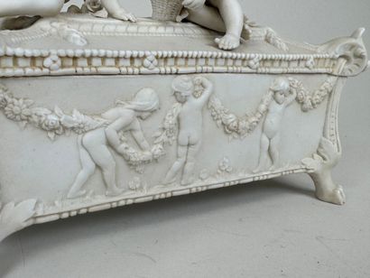Small rectangular bisque bonbonnière decorated...