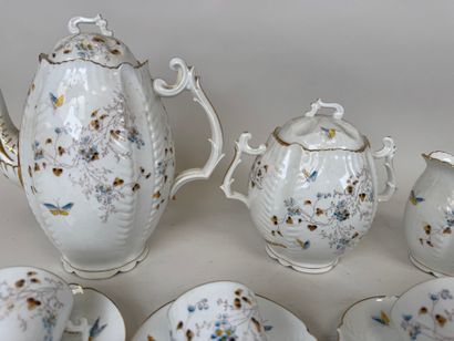 Polychrome and gold porcelain coffee service...