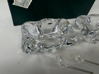DAUM France. Pair of molded crystal salt...