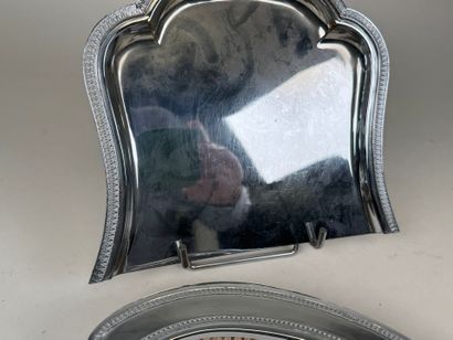 Silver-plated metal dustpan and brush with...