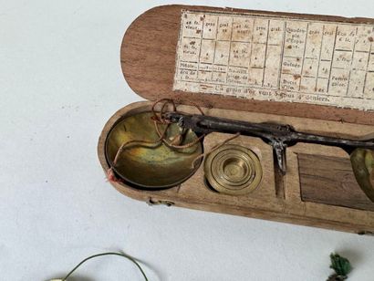 Small jeweler's trebuchet in wooden box with...