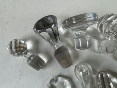 Set of 11 glass and crystal stoppers for...