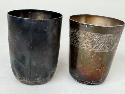 Deux timbales en argent, poinçon Minerve.
Poids...