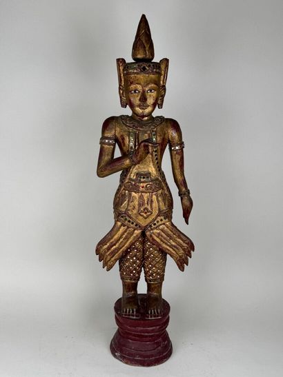 ASIE, XXe.
Grande statue en bois sculpté,...