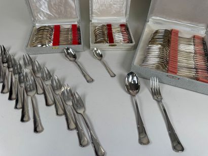 Part of a silver-plated menagère, net pattern,...