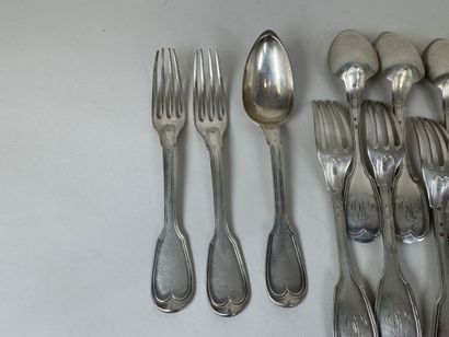Set of 6 table spoons and 8 table forks in...