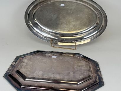 Set of two silver-plated dishes, one decorated...
