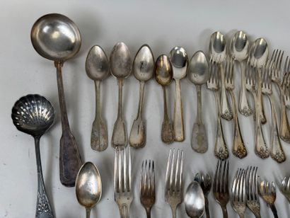 Important lot of silver-plated flatware,...