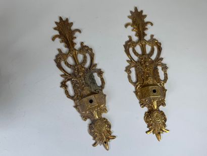 Pair of gilt bronze and chased five-light...