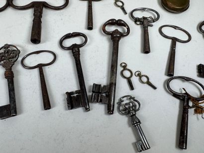 Collection of 22 metal keys for watches,...