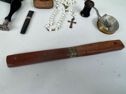 Small set of display items including: antique...
