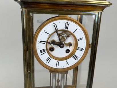 Pendule cage en laiton ou bronze doré, toutes...