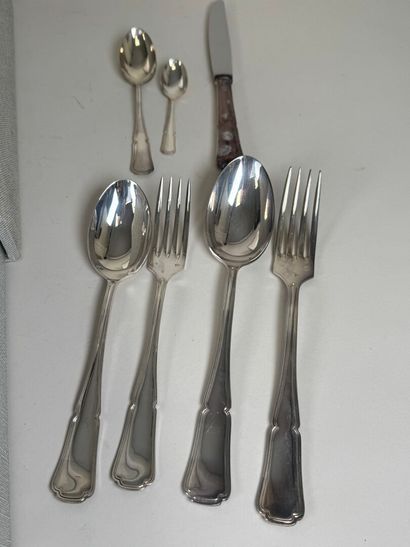 Part of a silver-plated menagère, net pattern,...