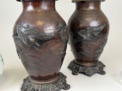 JAPAN, early 20th c. Pair of patinated regula...