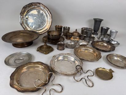 Important silver-plated lot including plate,...