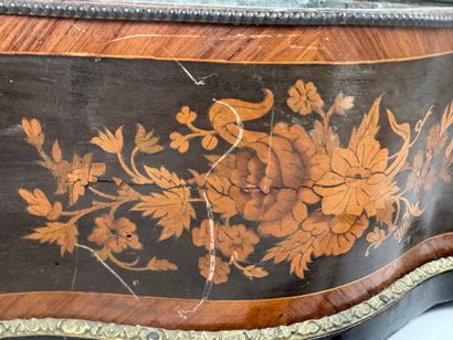 Jardinière en marqueterie de fleurs et bronze...