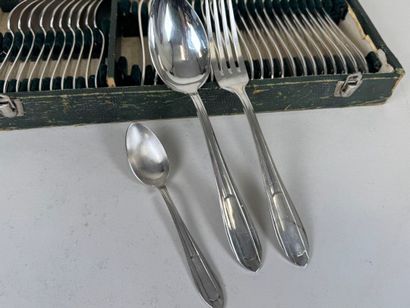 Set of silver-plated flatware, net pattern,...