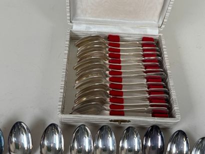 Set of 24 small spoons in silver-plated metal,...
