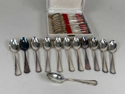 Set of 24 small spoons in silver-plated metal,...